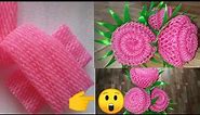 🍎 How to make beautiful pink flowers With apple cover Net/Apple foam Net flower/Apple flower Craft