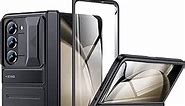 Case for Samsung Galaxy z Fold 5 5G: Slim Phone Case with Rugged Kickstand Slide Camera Cover Thin Hinge Protection Screen Protector for Samsung z fold 5 2023 Black