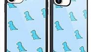 MAYCARI for iPhone 11 Case Blue Dinosaur, Cute Pattern Design Hard Back Case with Soft TPU Bumper for Girls Women Protective Phone Case for iPhone 11
