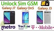 Unlock Sim Card Samsung On5 J7 J3 TRACFONE T-MOBILE MetroPCS AT&T Cricket