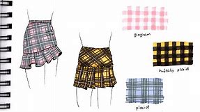 HOW TO DRAW PLAID Step by Step Drawing Tutorial of plaid, plaid skirt with ruffles and pleats