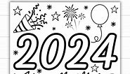 2024 Happy New Year Coloring Page