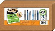 BIC Pens Large Bulk Pack of 400 Ink Pens, Round Stic Xtra Life Ballpoint Pens Medium Point 1.0 Mm, 200 Black Pens & 200 Blue Pens In Box Combo Pack
