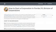 How to Start a Corporation in Florida | FL Division of Corporations