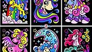 Unicorn Joy - 6 Pack of Fuzzy Velvet Coloring Posters for Kids, Toddlers, Girls (All Ages Arts and Crafts Coloring Activity) Shareable Fun with Rainbow, Moon, Mermaid, Flower, and More