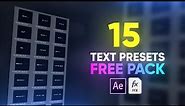 Text Animation Presets Pack for After Effects [ FREE DOWNLOAD]