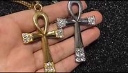 Crystal Ankh Necklace l Egyptian Silver & Gold Pendant
