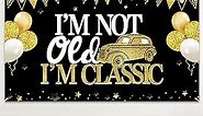 Funny Birthday Decorations for Men I'm Not Old I'm Classic Backdrop,Black Gold Funny Classic Car Happy Birthday Backdrop Party Supplies for Adults,30th 40th 50th 60th 70th 80th 90th Bday Party Poster