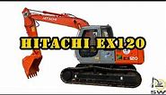 Hitachi EX120-5 excavator working display, durable construction machine!