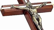Crucifix Wall Cross, Catholic Wooden Crosses with Jesus Christ for Wall Decor, 10 Inch