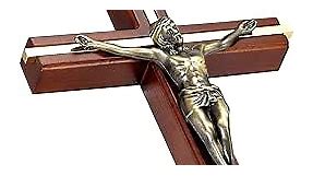 Crucifix Wall Cross, Catholic Wooden Crosses with Jesus Christ for Wall Decor, 10 Inch