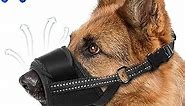 Mkery Dog Muzzle, Breathable Soft Pet Muzzle for Large Dogs Anti Biting Barking Chewing, No Bark Air Mesh Dog Muzzle with Reflective & Adjustable Strap for Small Medium Large Sized Dog（Black-XXL
