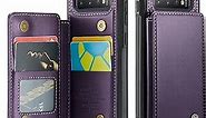 for Samsung Galaxy S10 Case with Card Holder, for Samsung S10 Wallet Case for Women Men with RFID Blocking, Durable Kickstand Shockproof Phone Case for Galaxy S10, Purple