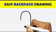 EASY AND SIMPLE BACKPACK DRAWING #Drawing #Backpack