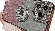 MINSCOSE Compatible with iPhone 13 Pro Max Glitter Case,Luxury Cute Sparkle Diamond Design with Bling Camera Protection Plating Logo View,Aesthetic Shockproof Bumper for Women Girls Phone Cover-Pink