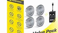 EEMB 3.7V Rechargeable 2032 Batteries LIR2032H 70mA Lithium-ion Coin Cell Button Batteries with Charger for Car Remote Key Fob Watch - 4PACK