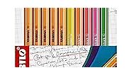STABILO Premium Felt Tip Pen & Fineliner Pen 68 & point 88 - Wallet of 10 - Assorted Neon colors