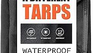 YUFYIG 12x15Ft Waterproof Canvas Tarp, Black Heavy Duty Multi Purpose Tarps, for Roof, Camping, Pool, Rip & Tear Proof, 20mil