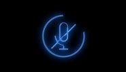 Video footage of Blue glowing Mute Microphone neon icon. Looped Neon Lines abstract on black background. Futuristic laser background. Seamless loop. 4k video