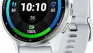 Garmin Venu 3 Silver Stainless Steel Bezel 1.4-Inch AMOLED Touchscreen Display Smart Watch with 45mm Whitestone Case and Silicone Band