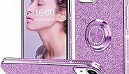 Thomo Compatible with iPhone 13 Case Glitter 6.1 inch,[Bling Kickstand][Back with Camera Protection] Crystal Rhinestone Phone Case Ring Holder Full-Body Protection Cute iPhone 13 Case for Women-Purple