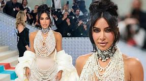 Kim Kardashian Covered in Pearls at 2023 Met Gala
