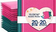 GSSUSA Large Bubble Mailers 10.5x16" Padded Envelopes 40 Pack with 20 Forest Green & 20 Pink, Strong Adhesion Bubble Mailer Self-Seal Bubble Envelopes for Mailing Clothes,Magazines, Mixed Colors