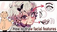How I draw facial features|| Eyes, nose and mouth Tutorial