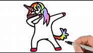 How to Draw Unicorn Dabbing Step by Step #StayHome and draw #WithMe
