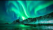 [4K] Norway Night Sky, Beautiful Northern Lights, Aurora Borealis -1 Hour Relaxing Ambient Music