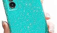 MINSCOSE Compatible with for Samsung Galaxy S22 Plus Case,Cute Neon Bright Color,Glitter Bling Thin Slim Shockproof Silicone Sparkly Case, Soft TPU Phone Case for Women Girl-Mint Green