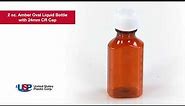 2 oz. Amber Oval Liquid Bottle with 24mm CR Cap | U.S. Plastic Corporation®
