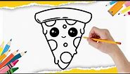 How to DRAW a Kawaii slice of pizza (Step by Step)