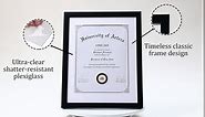 11x14 Black Certificate Frames with Mat Display Diploma 8.5 x 11 or Document 11 x 14 without Mat, Multipack College Degree Frames for Wall or Tabletop Display, Set of 4