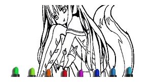 Play Anime Fox Girl Cute Coloring Pages | Free Online  Games. KidzSearch.com