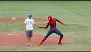 Spider-Man helps young fan throw first pitch