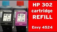 How to refill HP 302 inkjet cartridge? HP Envy 4524
