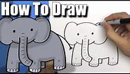 How To Draw a Cute Cartoon Elephant - EASY Chibi - Step By Step