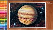 Art with Oil Pastels / Jupiter Planet Drawing for beginners - Step by Step