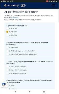 Online jobs go transcript Swahili test answers today