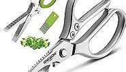 ONEBOM Kitchen Shears 2 Pack,Multi-Function Kitchen Scissors Heavy Duty Sharp 304 Stainless Steel, Sliver Apartment Kitchen Accessories Cooking Shears for Chicken,Meat,Fish,Poultry(Sliver)