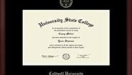 Caldwell University 17" W X 11" H Diploma Frame - Fits a Phd - Gold Embossed Diploma Frame - Cherry Moulding with Black Matting - Officially Licensed