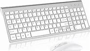 cimetech Wireless Keyboard and Mouse Combo, Compact Full Size Wireless Keyboard and Mouse Set 2.4G Ultra-Thin Sleek Design for Windows, Computer, Desktop, PC, Notebook, Laptop - Silver