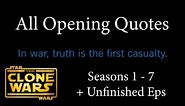 All Opening Quotes & Title Cards | THE CLONE WARS Seasons 1 - 7 + Unfinished Eps.