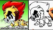 How to Draw Cartoons - Saber Tooth Tiger - Art Lessons - Fun2draw (How to Draw Classes)