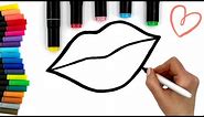 How to draw rainbow lips | GLITTER | EASY | learn colors for kids and toddlers