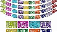 Mexican Party Banners (5 Pack - 10 Tissue Paper Flag Designs per Banner/NOT Plastic) - Papel Picado Banner - Mexican Themed Party Decorations - Papel Picado Mexicano para Fiesta - Mexican Banners