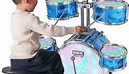 Kids Drum Set for Toddlers with 5 High Drums & Lights (Vibrating-Controlled) & Alloy, Drum Kit Musical Instruments Toys Boys Jazz Drum for Aged 1-3 3-5