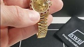 Rolex Datejust President 18k Yellow Gold Diamond Ruby Ladies Watch 69188 Review | SwissWatchExpo