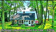 Michigan Lakefront Cabin For Sale | Michigan Waterfront 3 Season Log Cabin For Sale| Lakefront Homes